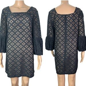 Anthropologie x Anna Sui Black Illusion Corby Lace Short Shift Party Dress